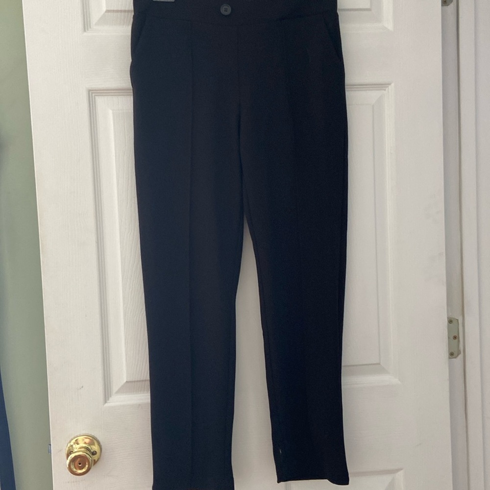 black polyester slacks